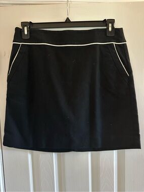 LOFT Black Mini Skirt with White Piping